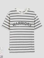 Frank + Oak Golden State Warriors Striped Velvet T-shirt In Navy