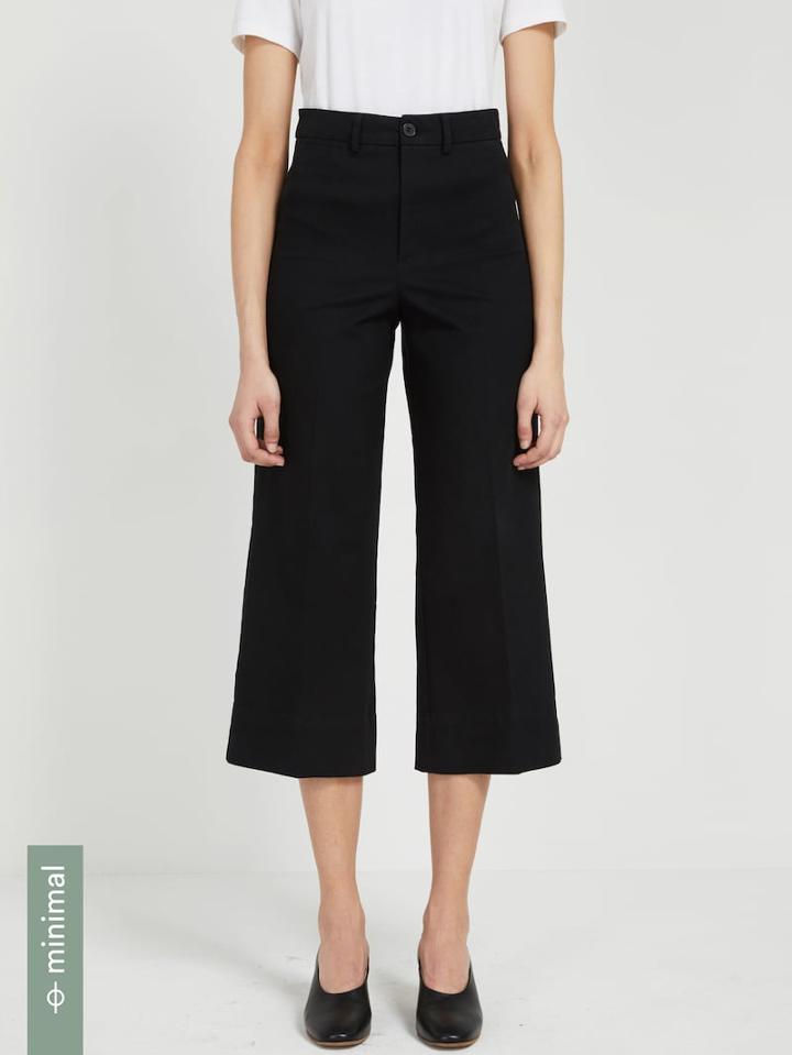 Frank + Oak The Josephine Wide Leg Good Cotton Pants - True Black