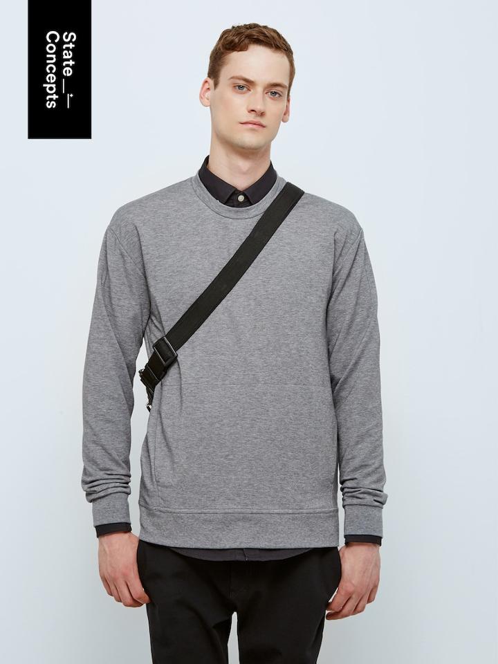 Frank + Oak State Concepts Drirelease French Terry Pullover In Grey Melange