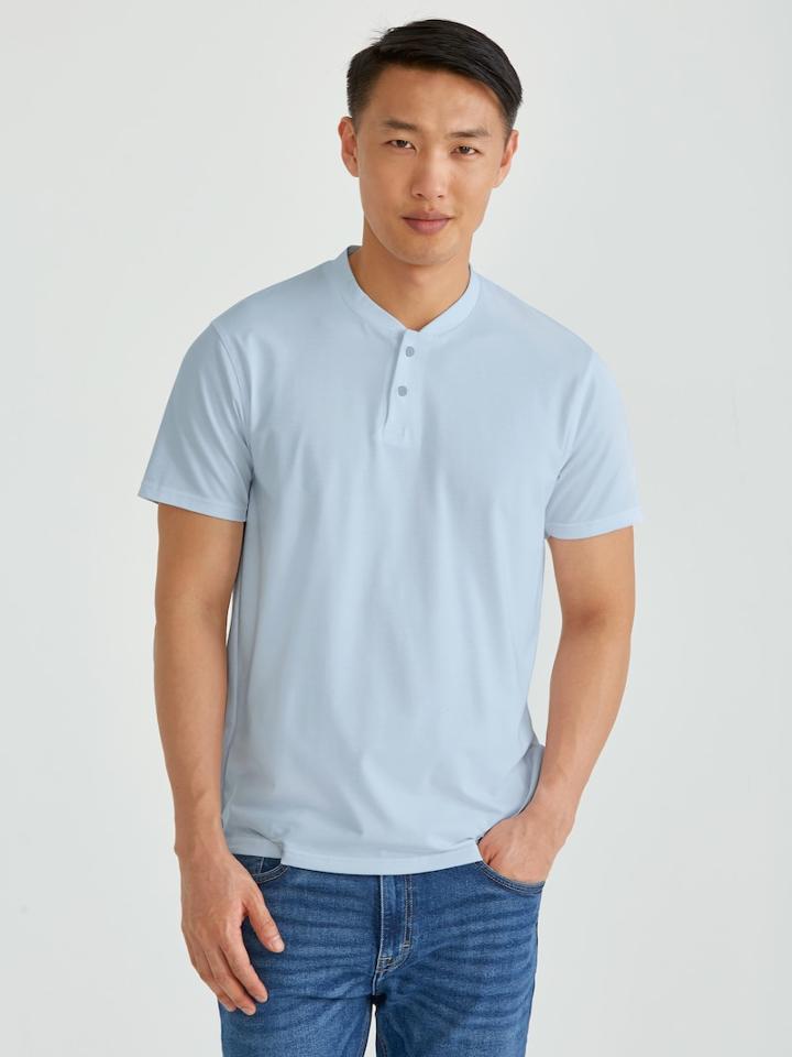 Frank + Oak Drirelease Crewneck Bomber Polo T-shirt In Blue