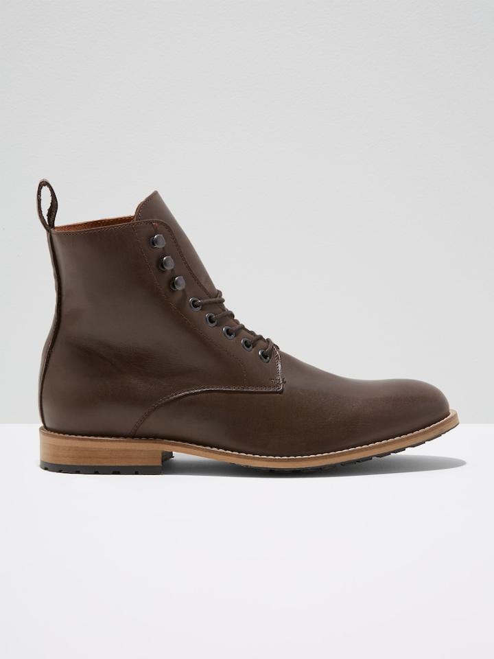 Frank + Oak Leather Logger Boots In Dark Brown