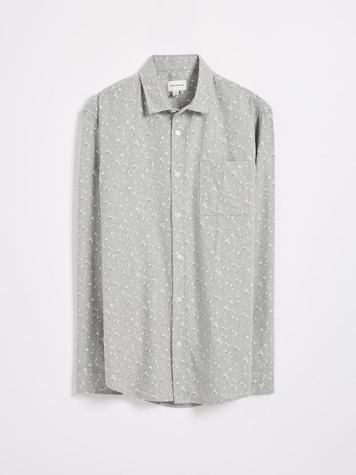 Frank + Oak Printed Flannel Shirt - Blue Grey
