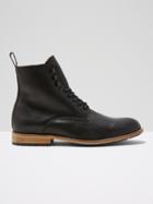 Frank + Oak Leather Logger Boots In Black