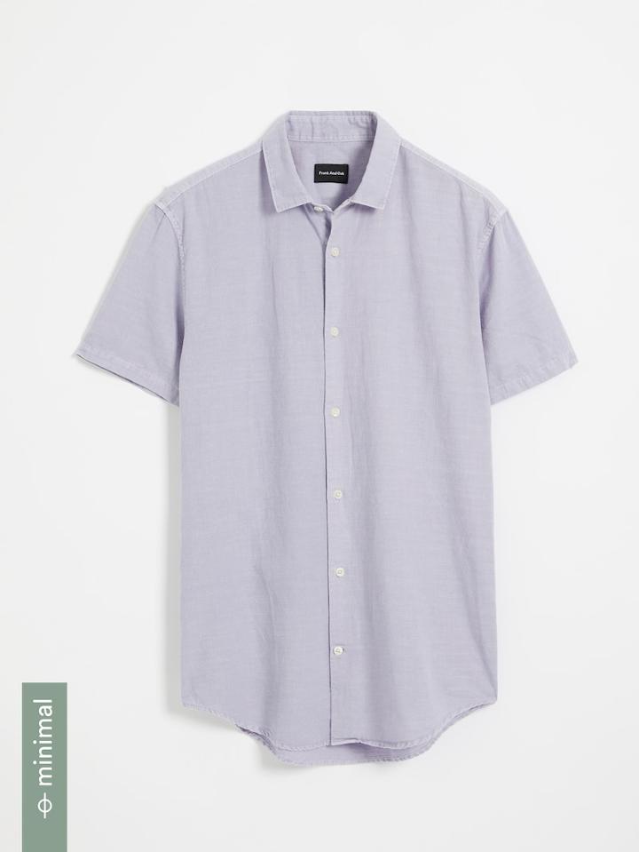 Frank + Oak Short-sleeved Cotton-linen Shirt - Lavender