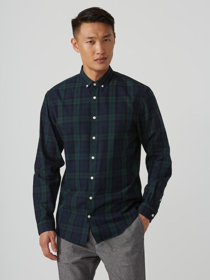 Frank + Oak Plaid Flannel Shirt In Green Gables