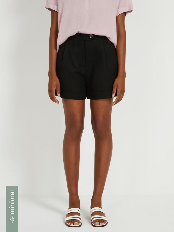 Frank + Oak Linen-tencel High-waisted Shorts - True Black