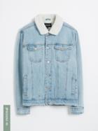 Frank + Oak The Rufus Organic Denim Jacket With Sherpa Lining - Washed Blue