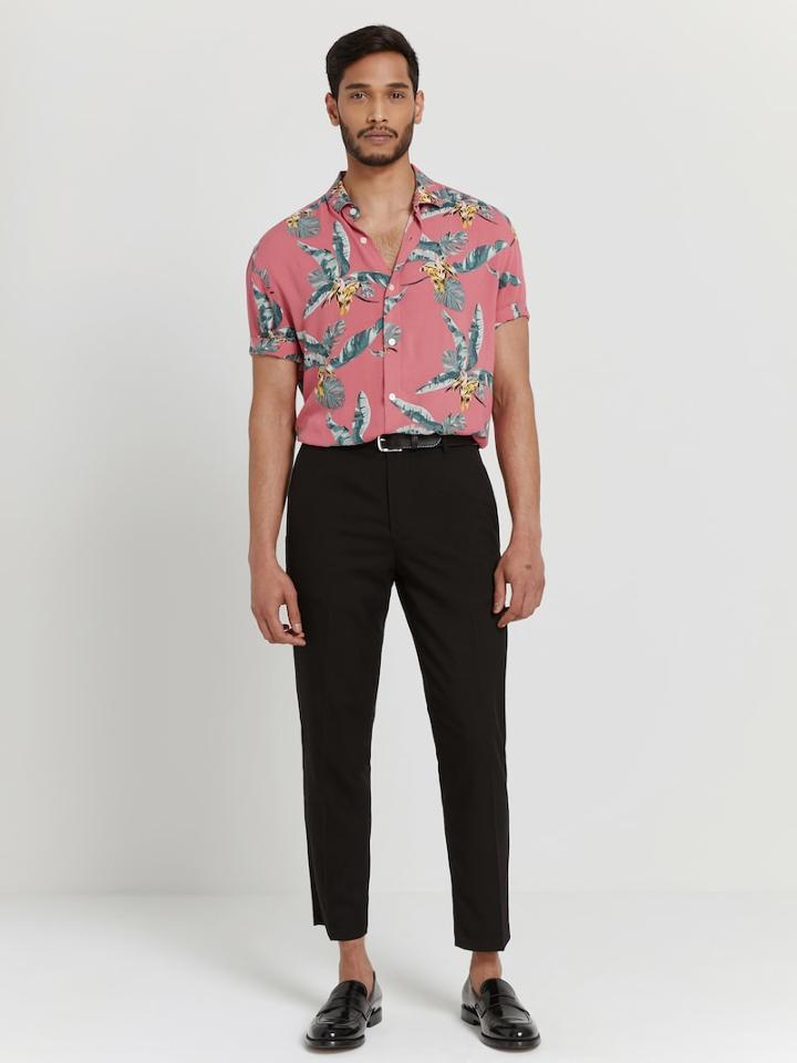 Frank + Oak Parrot-print Hawaiian Shirt In Vermilion