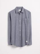 Frank + Oak Marled Flannel Shirt In Mixed Navy