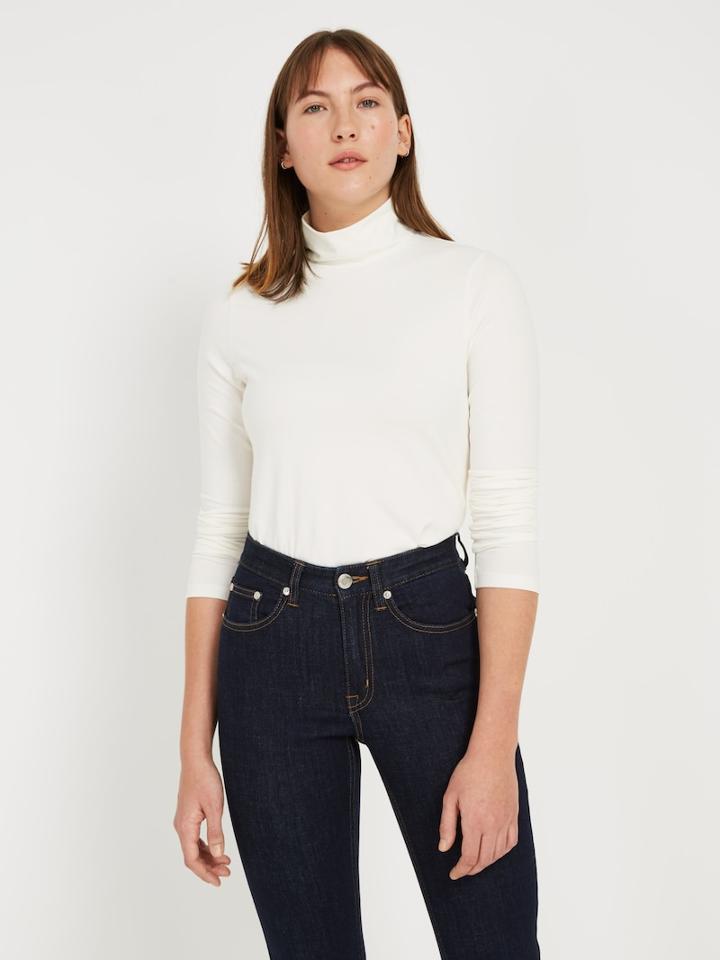 Frank + Oak Mockneck Long Sleeved Shirt - Snow White