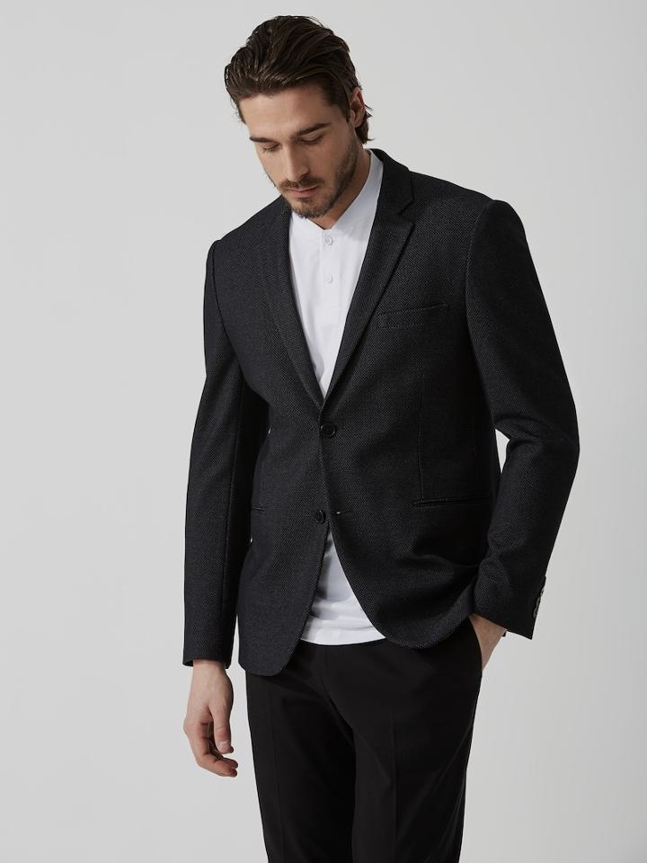 Frank + Oak The Laurier Meshknit Blazer In Navy