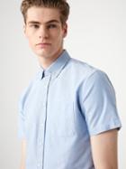 Frank + Oak The Jasper Oxford Short-sleeve Shirt In Light Blue