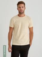 Frank + Oak Organic Cotton Crewneck T-shirt In Striped Yolk Yellow