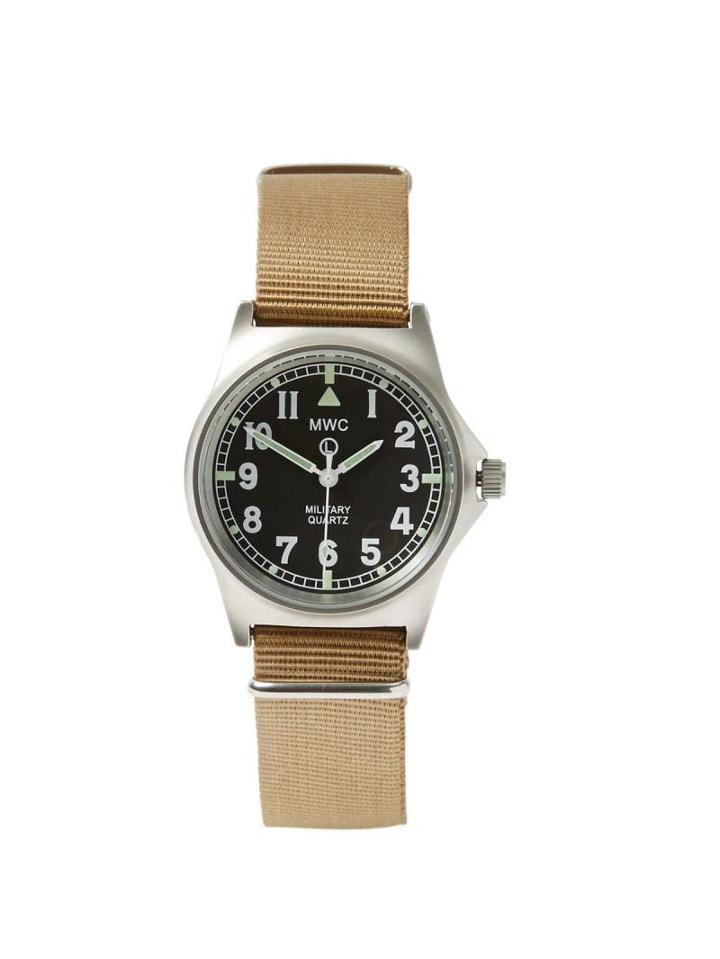 Frank + Oak Mwc G10 Lm Stainless Steel Military Watch In Desert