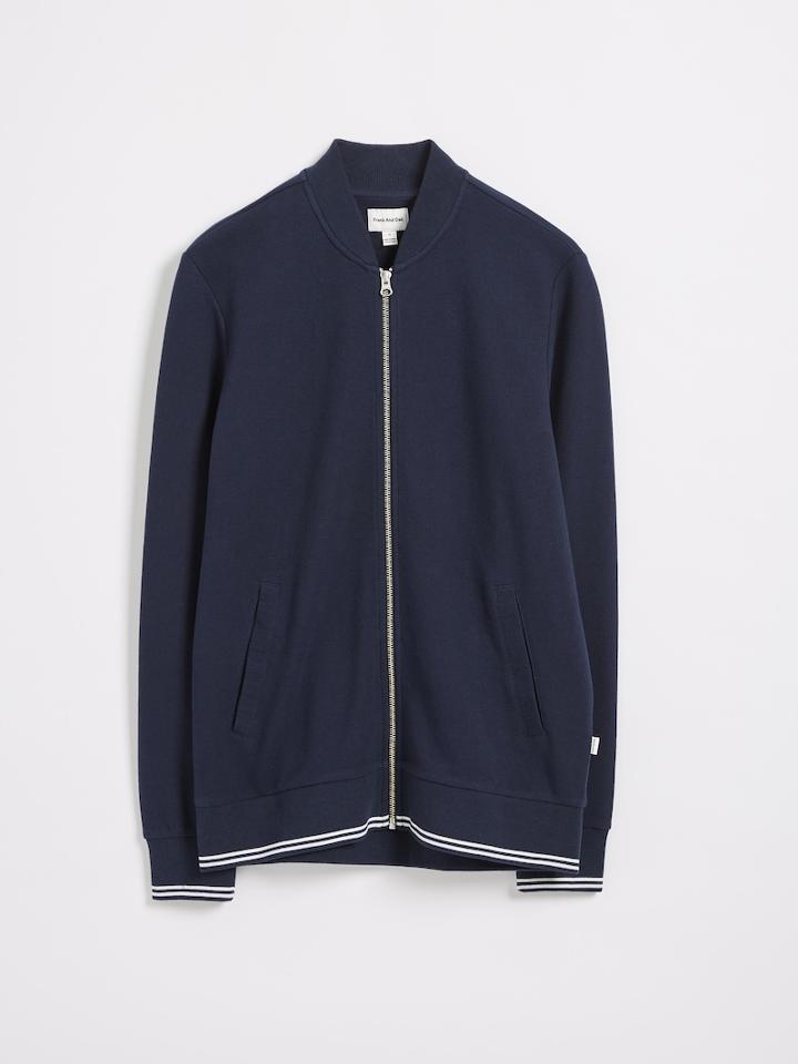 Frank + Oak Double Knit Full-zip Bomber Jacket - Navy
