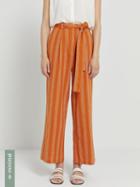 Frank + Oak Good Cotton Striped Wide-leg Pants In Orange