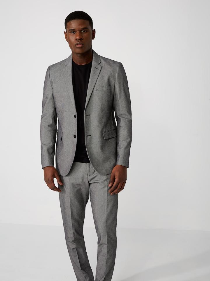 Frank + Oak The Laurier Micro-dot Cotton Suit Jacket In Black