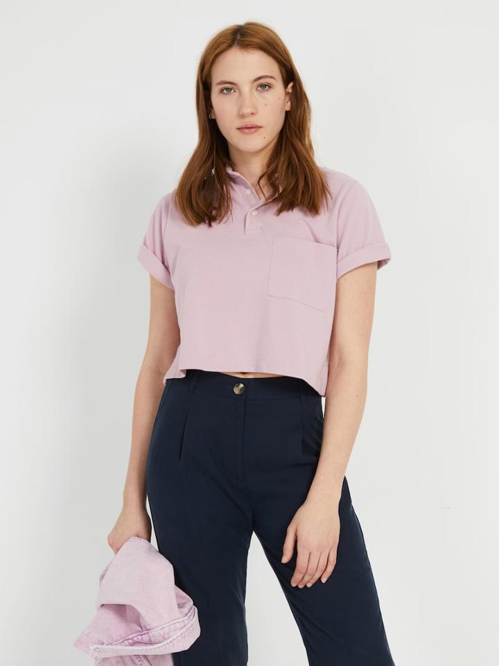 Frank + Oak Wide Collar Polo Shirt - Lilac