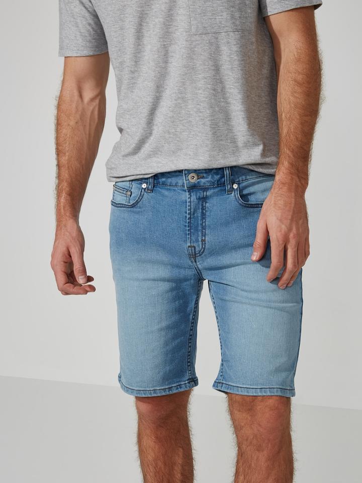 Frank + Oak The Dylan Slim-stretch Denim Short In Light Indigo