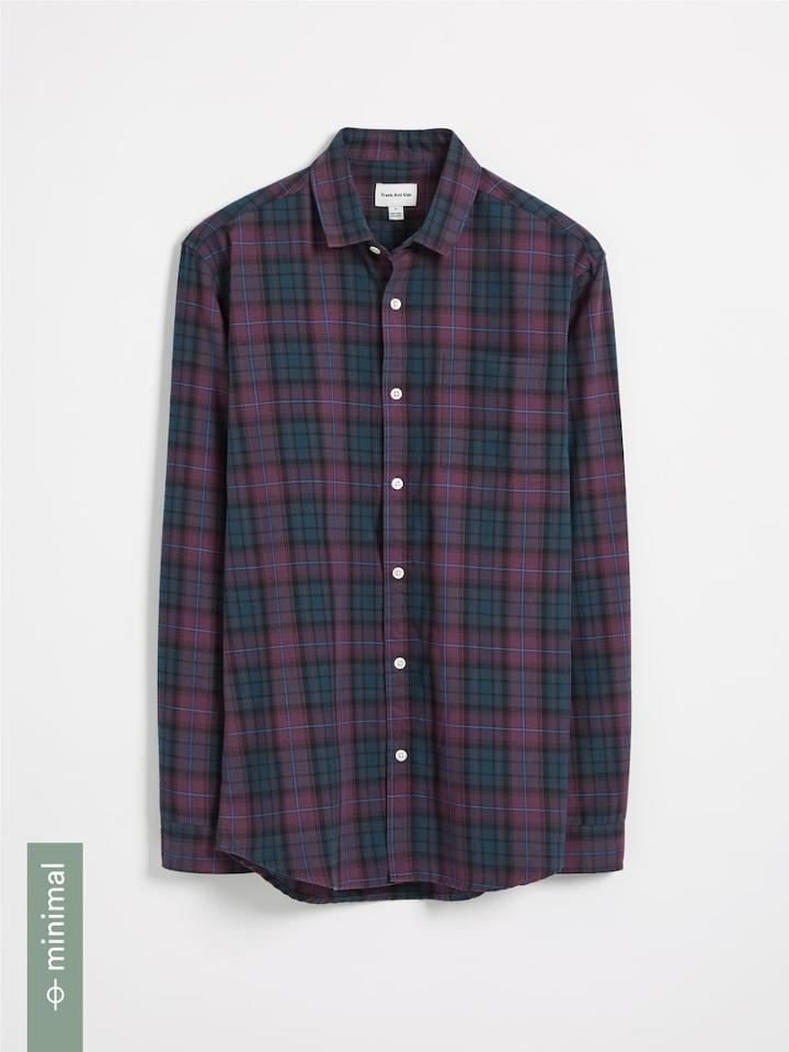 Frank + Oak Recycled Polyester Blend Tartan Shirt - Purple And Blue