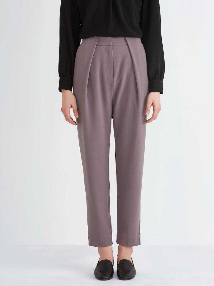 Frank + Oak Drop-crotch Gabardine Trouser In Dark Lilac