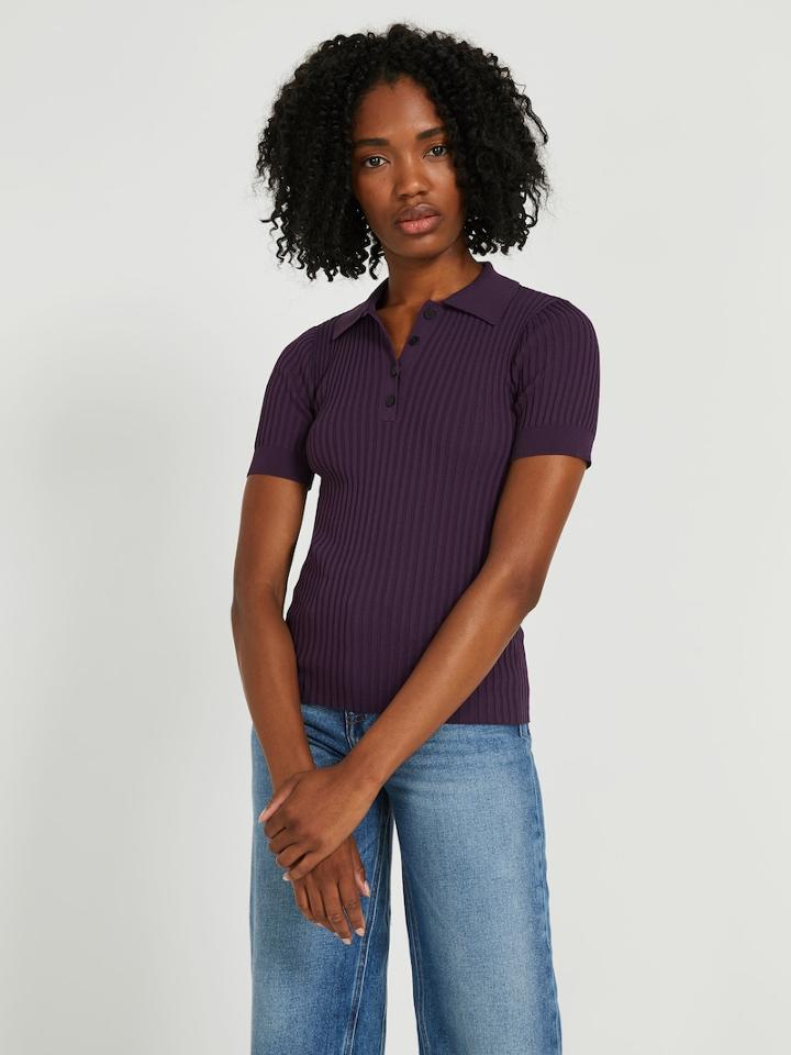 Frank + Oak Short-sleeved Sweater Polo - Dark Violet