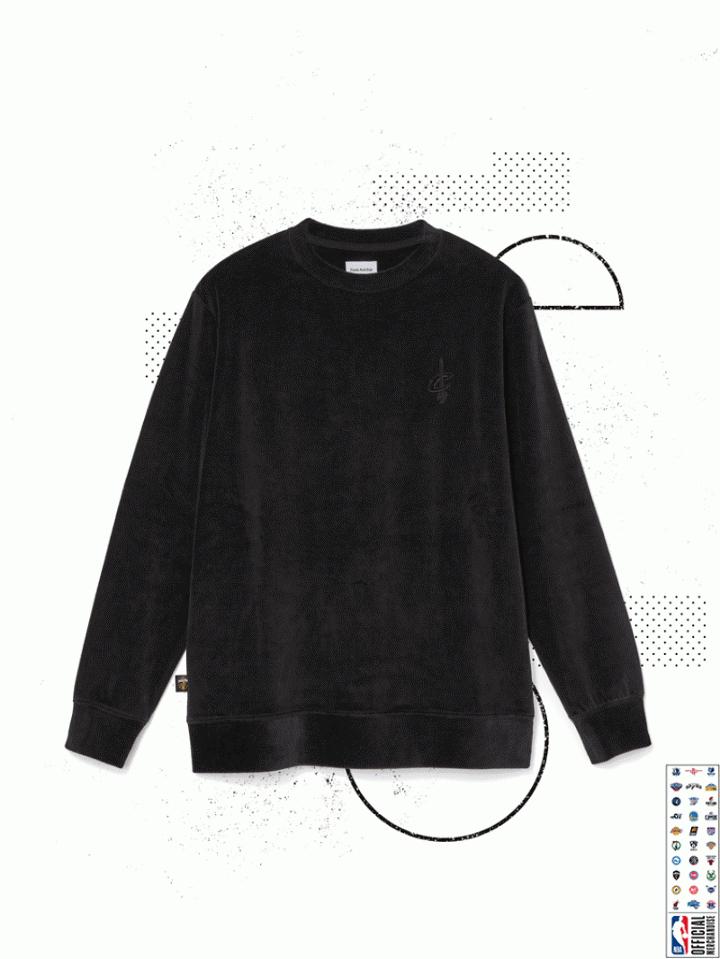 Frank + Oak Cleveland Cavaliers Velvet Crewneck In Black