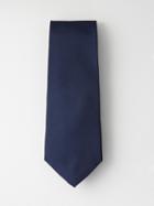 Frank + Oak Solid Silk Tie In Navy