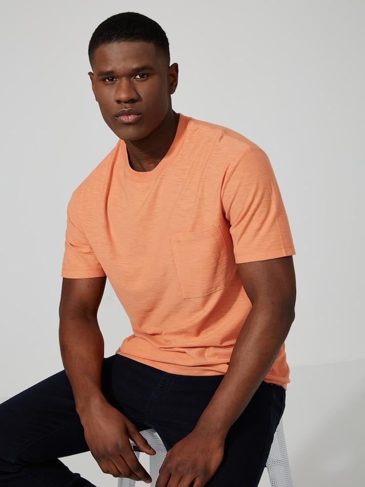 Frank + Oak Slub Cotton Pocket T-shirt In Brandied Melon