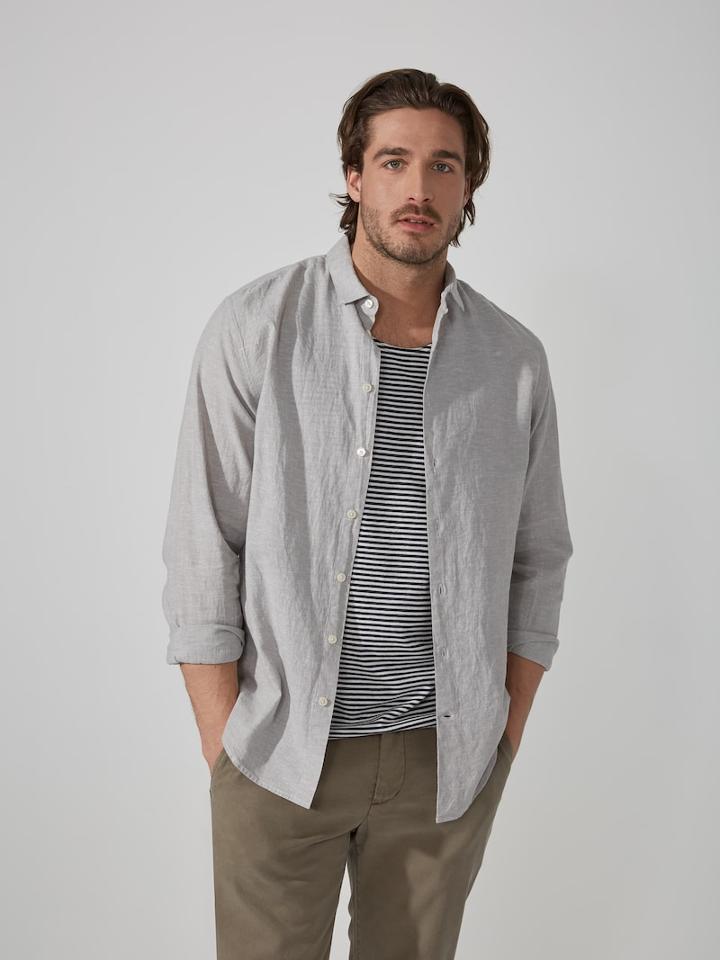 Frank + Oak Linen-cotton Oxford Shirt In Light Grey