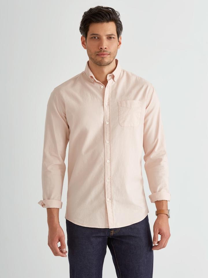 Frank + Oak The Paolo Garment Dyed Soft Oxford In Cream