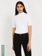 Frank + Oak Cotton-recycled-poly Mockneck Ribbed Top In Bright White