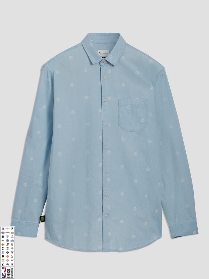 Frank + Oak Golden State Warriors Printed Summer-denim Shirt In Light Indigo