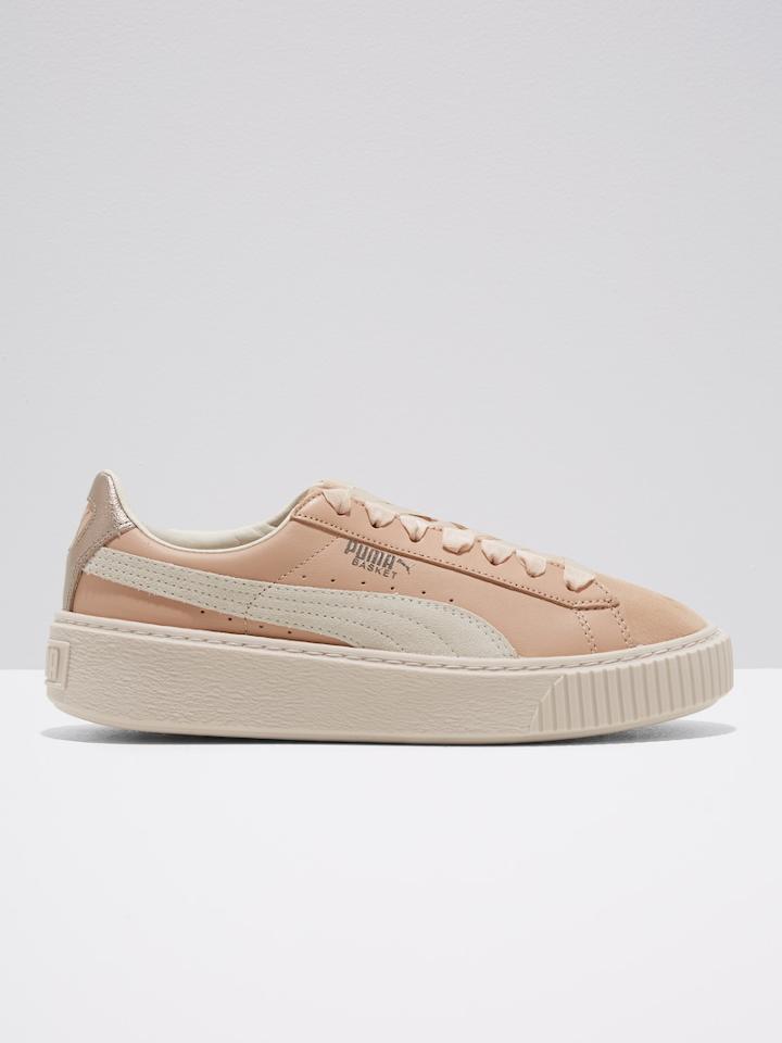Frank + Oak Puma Basket Platform Suede Low Top Sneakers In Beige