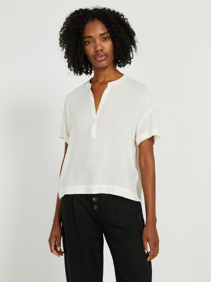 Frank + Oak Textured Viscose Button-up Tee - Snow White