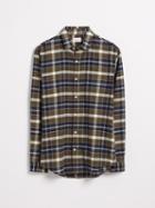 Frank + Oak Checkered Flannel Shirt In Dark Olive