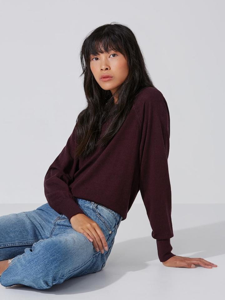 Frank + Oak Washable Merino Wool Raglan Sweater In Wine Heather