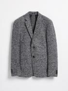 Frank + Oak Heavy Wool Texture Blazer In Mixed Grey