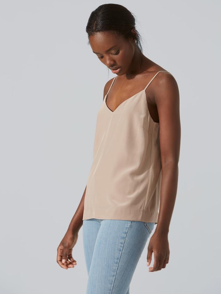 Frank + Oak Silk V-neck Cami In Goat