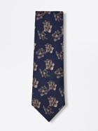 Frank + Oak Floral Print Cotton Tie In Navy