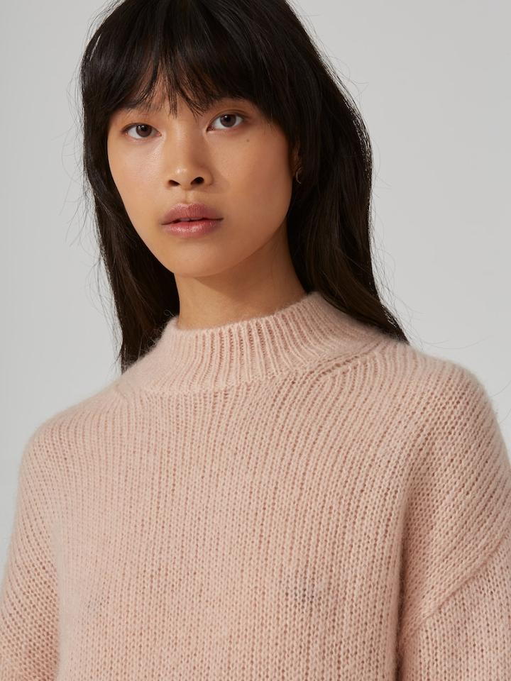 Frank + Oak Mohair-wool-blend Sweater In Dusty Pink