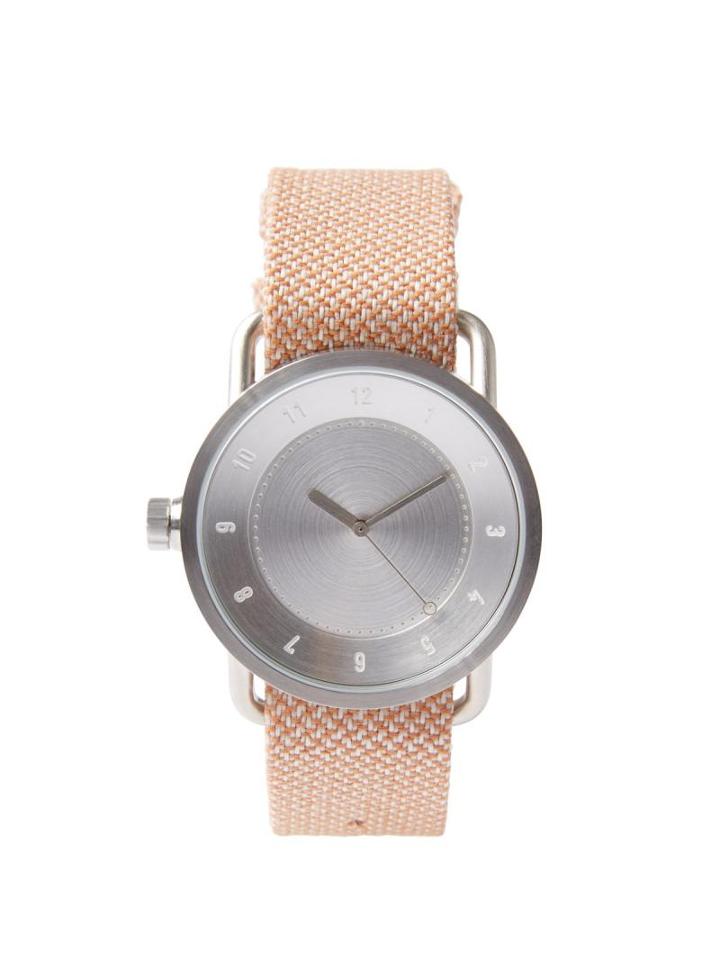 Frank + Oak Tid No. 1 Watch In Steel & Salmon Twain Wristband