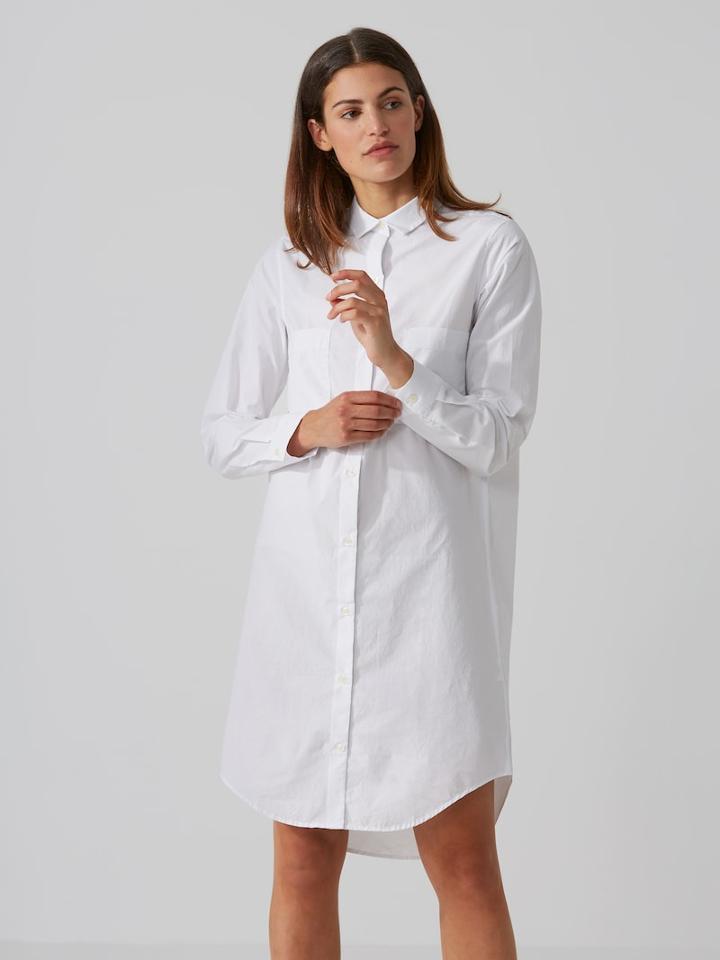 Frank + Oak Round-hem Shirtdress In Bright White