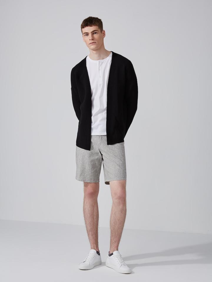 Frank + Oak Easy Wear Ottoman-stitch Open Cardigan In True Black