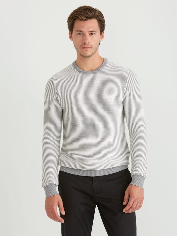Frank + Oak Ottoman-knit Cotton Crewneck Pullover In White