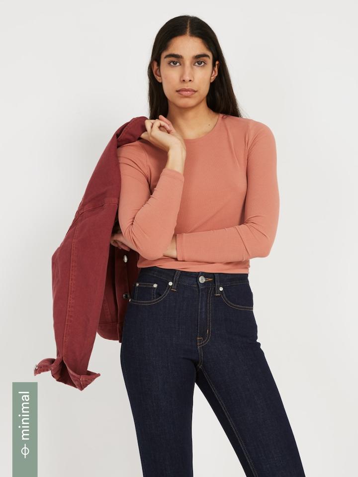 Frank + Oak Long Sleeved Modal-blend Ribbed Tee - Brown-pink