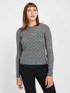 Frank + Oak Pointelle Cable Crewneck Sweater In Grey Mix