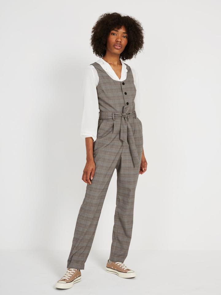 Frank + Oak Plaid Sleeveless Jumpsuit - Brown