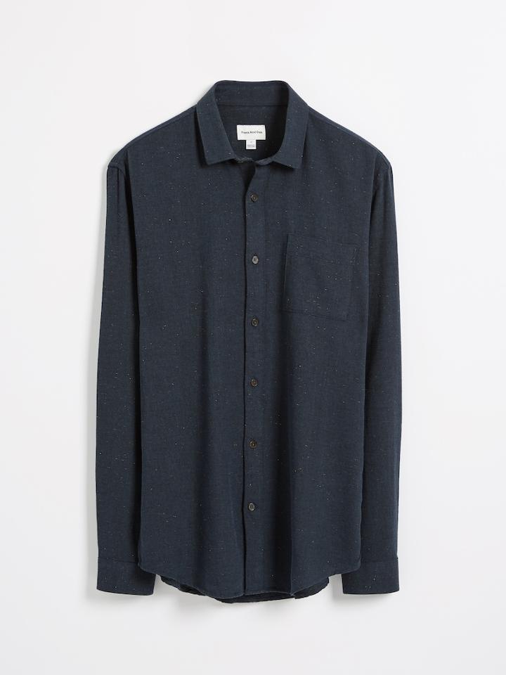 Frank + Oak Textured Donegal Shirt - Blue Grey