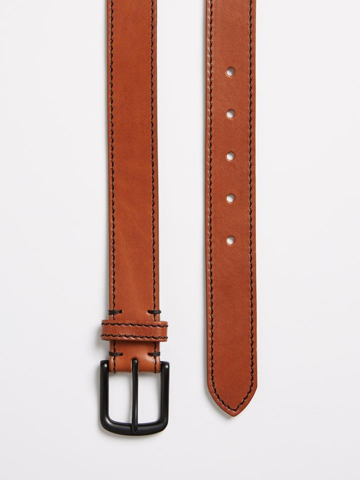 Frank + Oak Classic Leather Belt In Tan